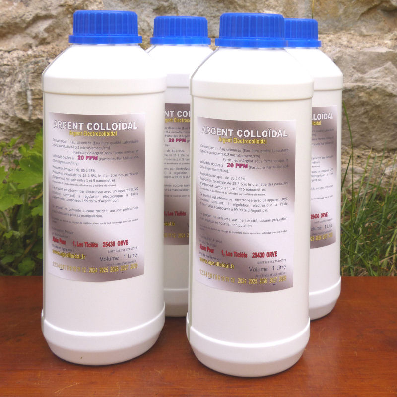 Argent Colloïdal 20 PPM 4 Bouteilles 1 litre
