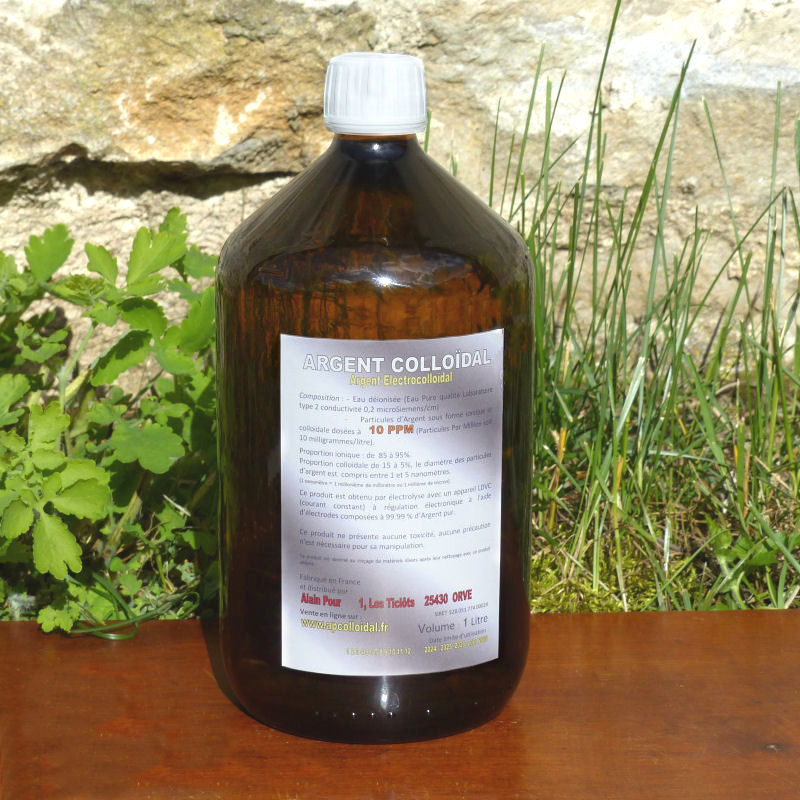 Argent Colloïdal 10 PPM 1 litre verre