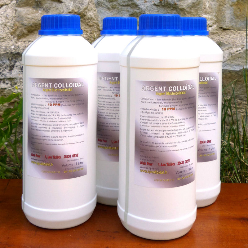 Argent Colloïdal 10 PPM 4 Bouteilles 1 litre